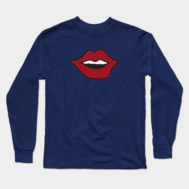 Pop Art Red Lips Long Sleeve T-Shirt by From Mars